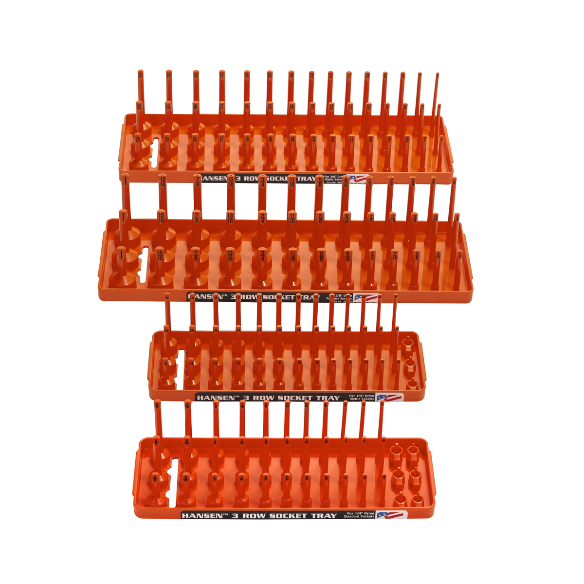 4 Pack 3 Row Socket Holders - Orange