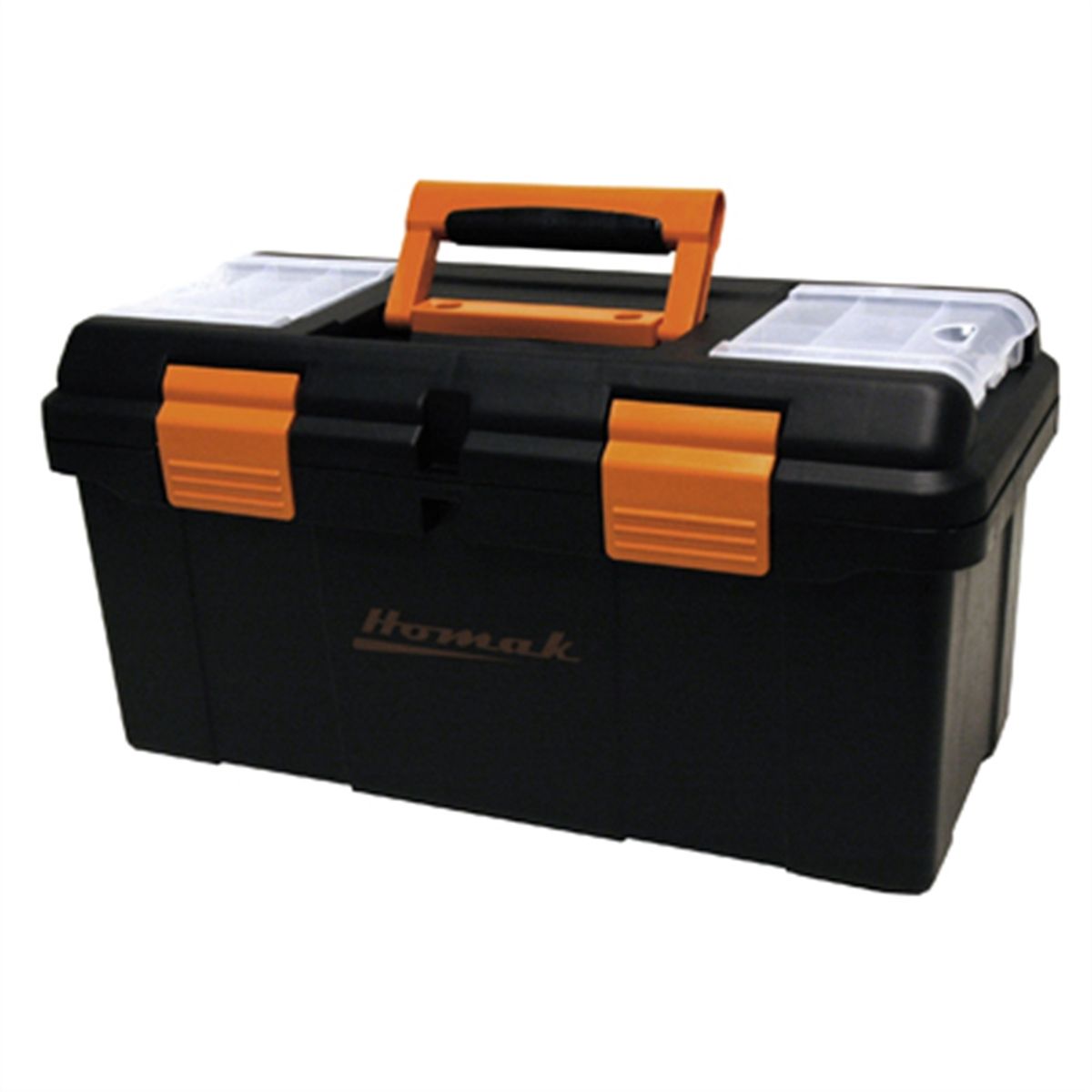 Download 19 Black Plastic Tool Box w/ Beveled Lid, Tray & Dividers | Homak | BK00119005