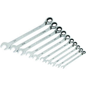 10 Pc. 90-Tooth 12 Point SAE Reversible Ratcheting Wrench Set