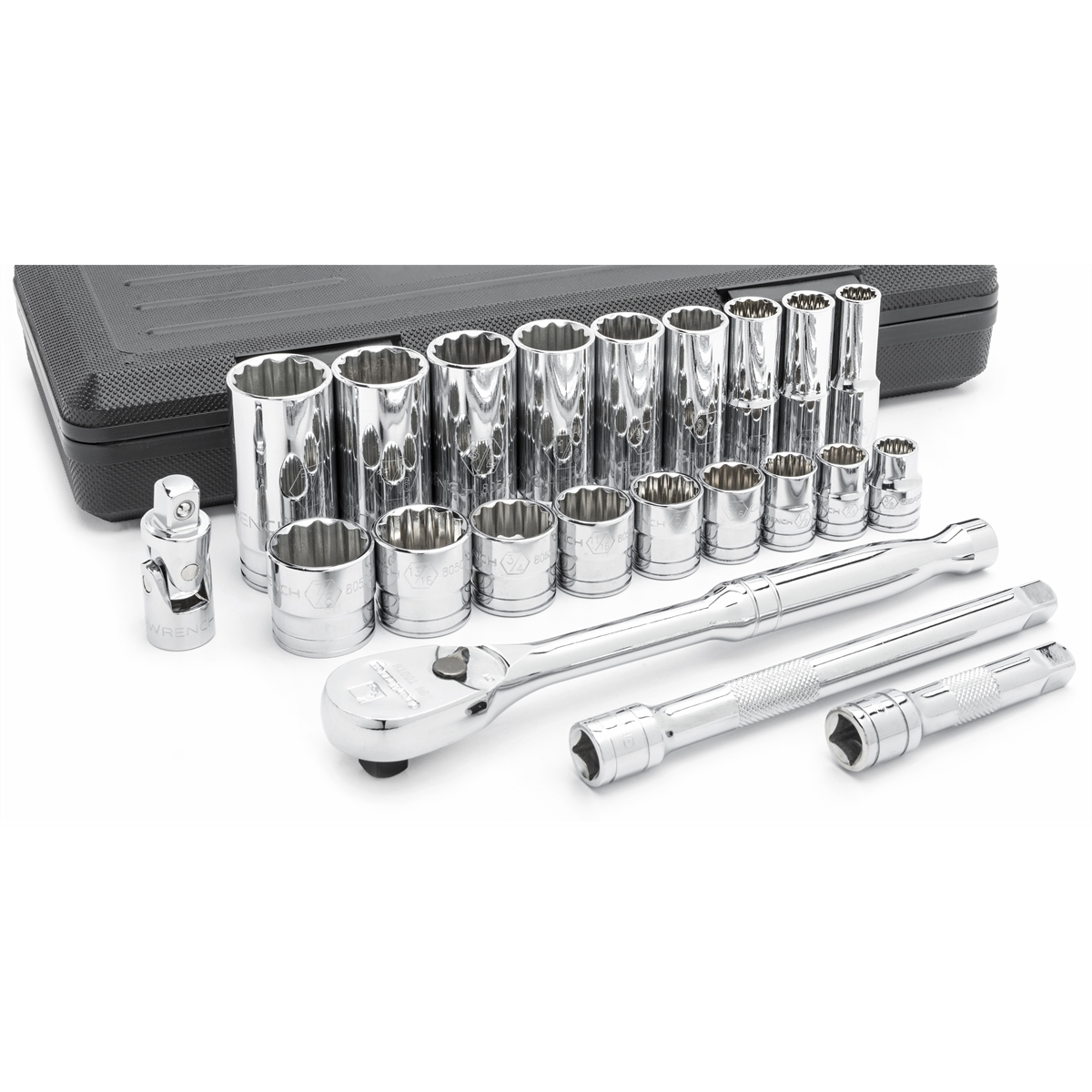 22 Pc 3/8" Drive 12 Point SAE Socket Set