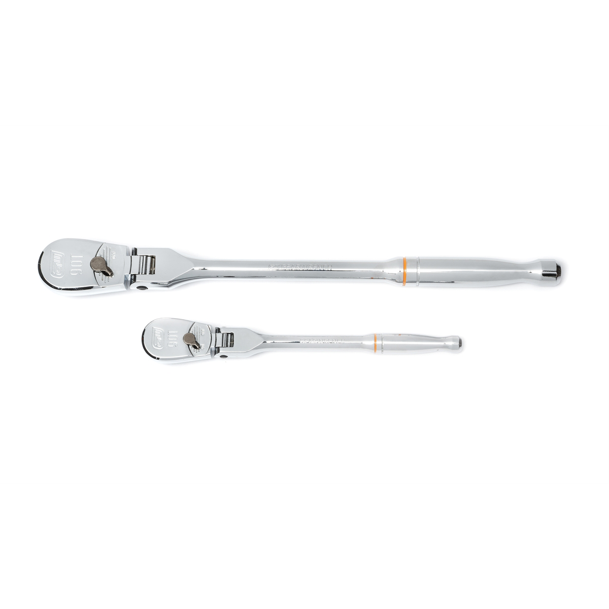 2 Pc 1/4\", 3/8\" 90T Full Polish Flex Head Ratchet Set