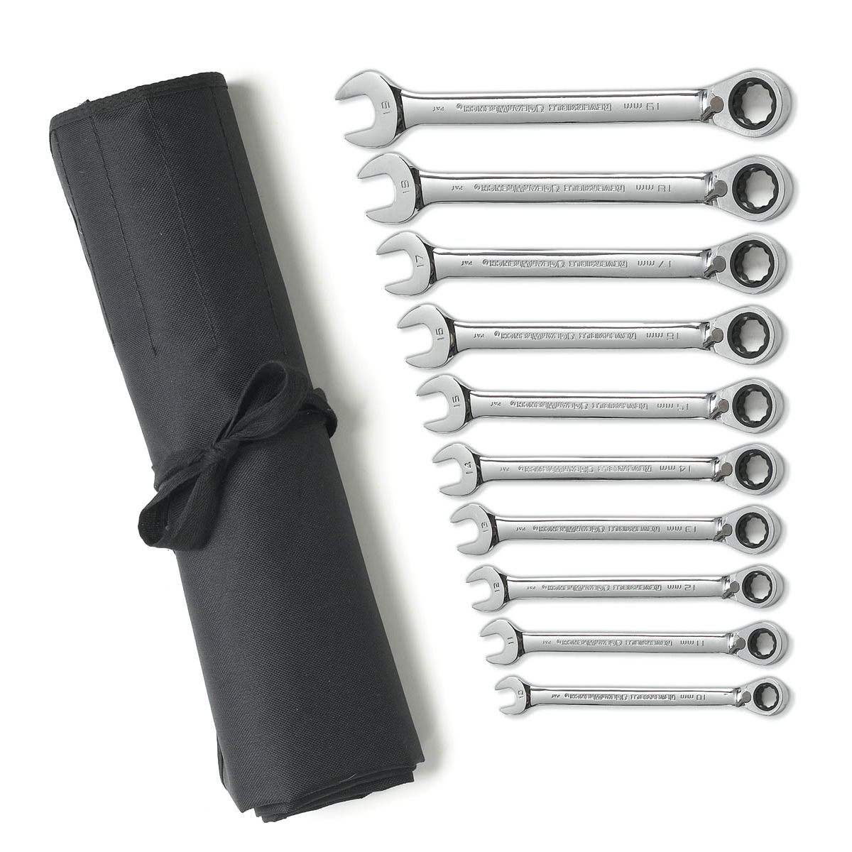 z-sup 10 Pc. Reversible Combination Ratcheting Wrench Set Roll M