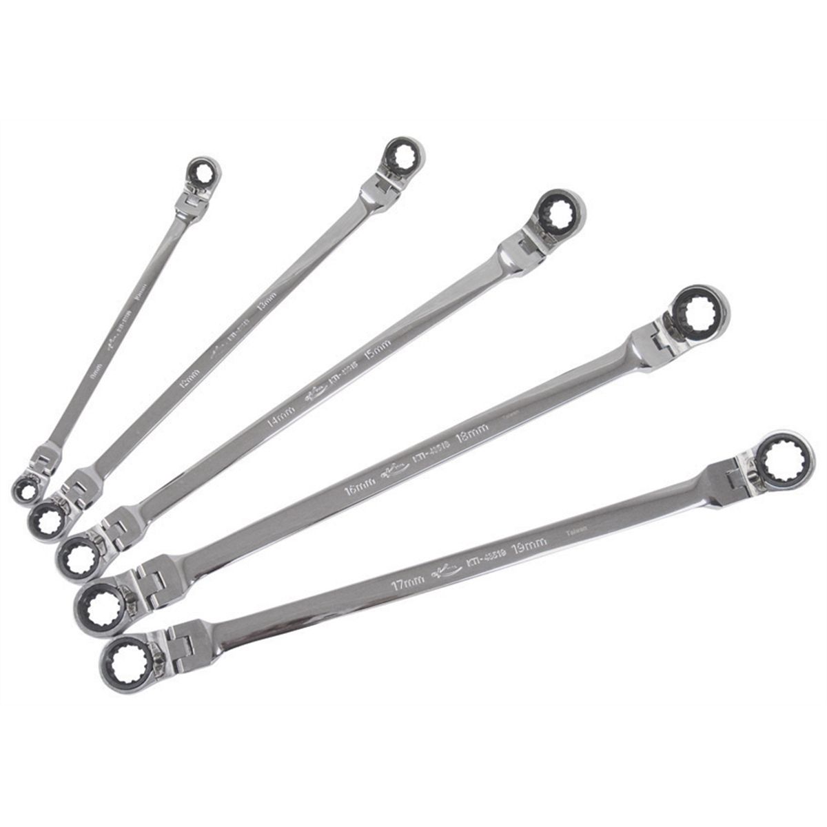 Flex-Head Metric Ratcheting Combination Wrench Set, 5 Piece