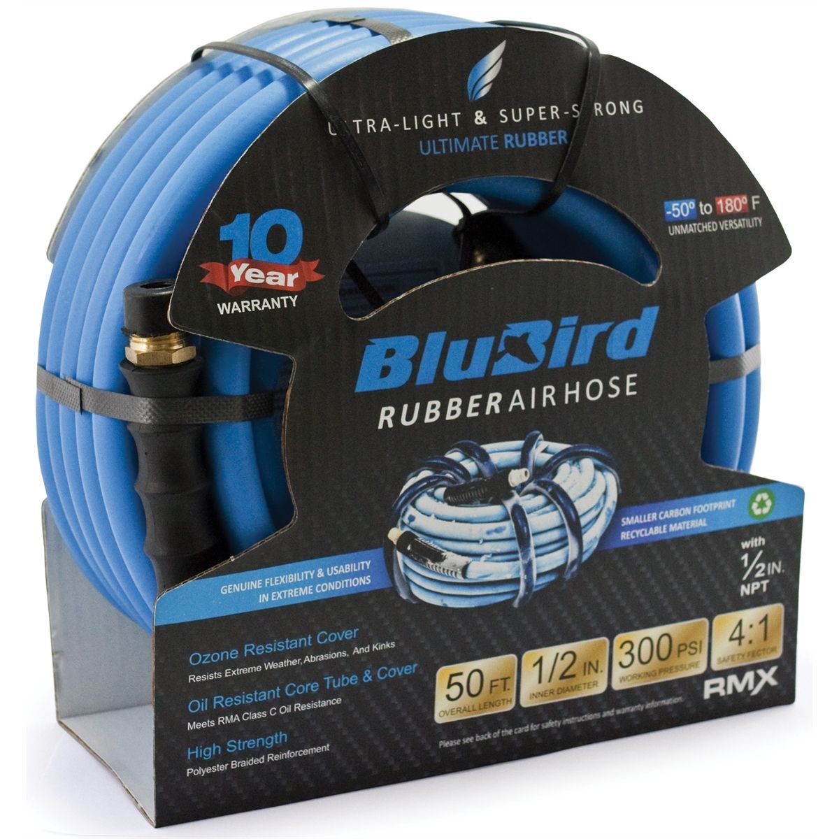 BluBird Air Hose 1/2" x 50', 1/2" NPT