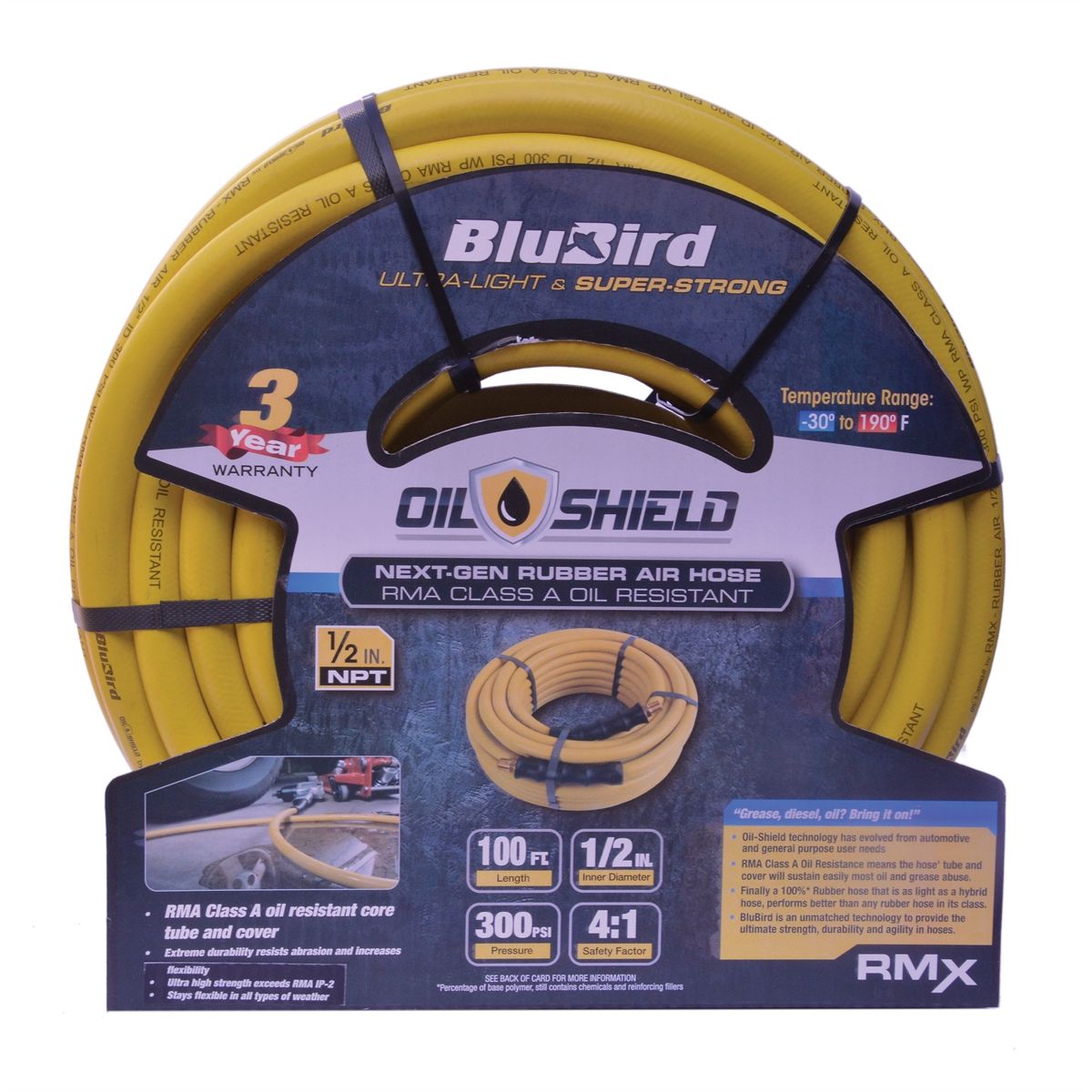 BluBird Oil Shield 1/2" x 100' Air Hose