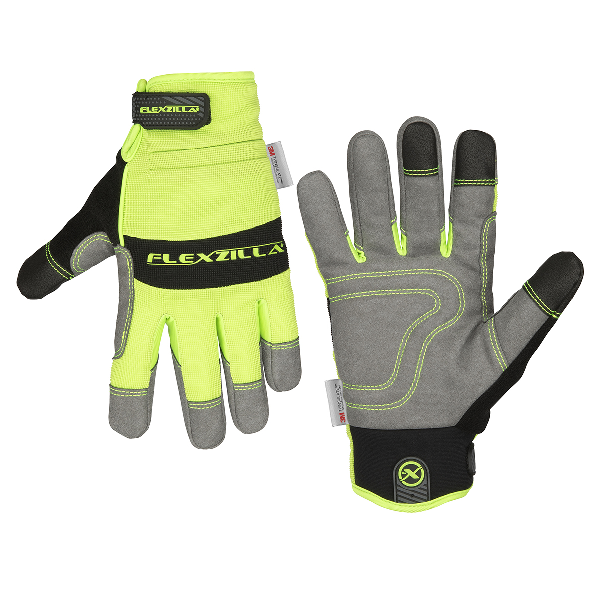 Gloves 3M Liner 70g Leather Gry/Blk/ZillaGreen XL