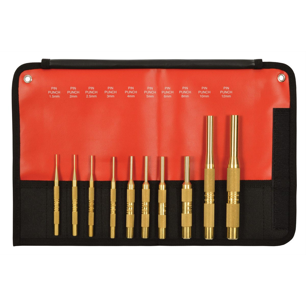 10PC BRASS PIN PUNCH SET, METRIC