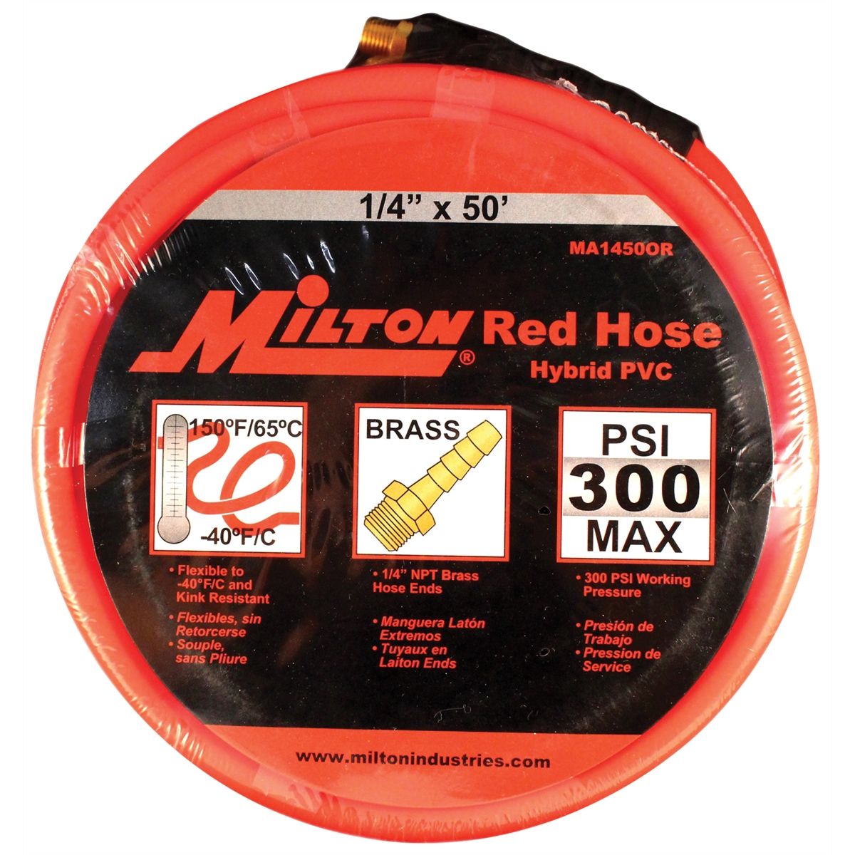 Milton Red Hose PU Hybrid 1/4" X 50' x/1/4" NPT