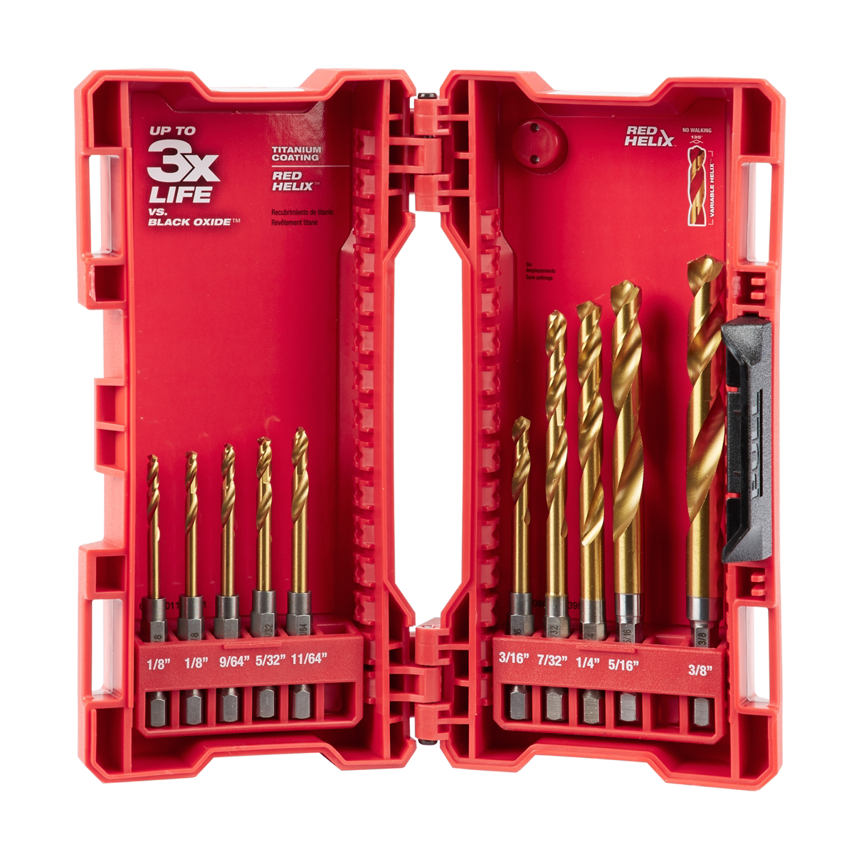 SHOCKWAVE RED HELIX Titanium Drill Bit Set 10-pc