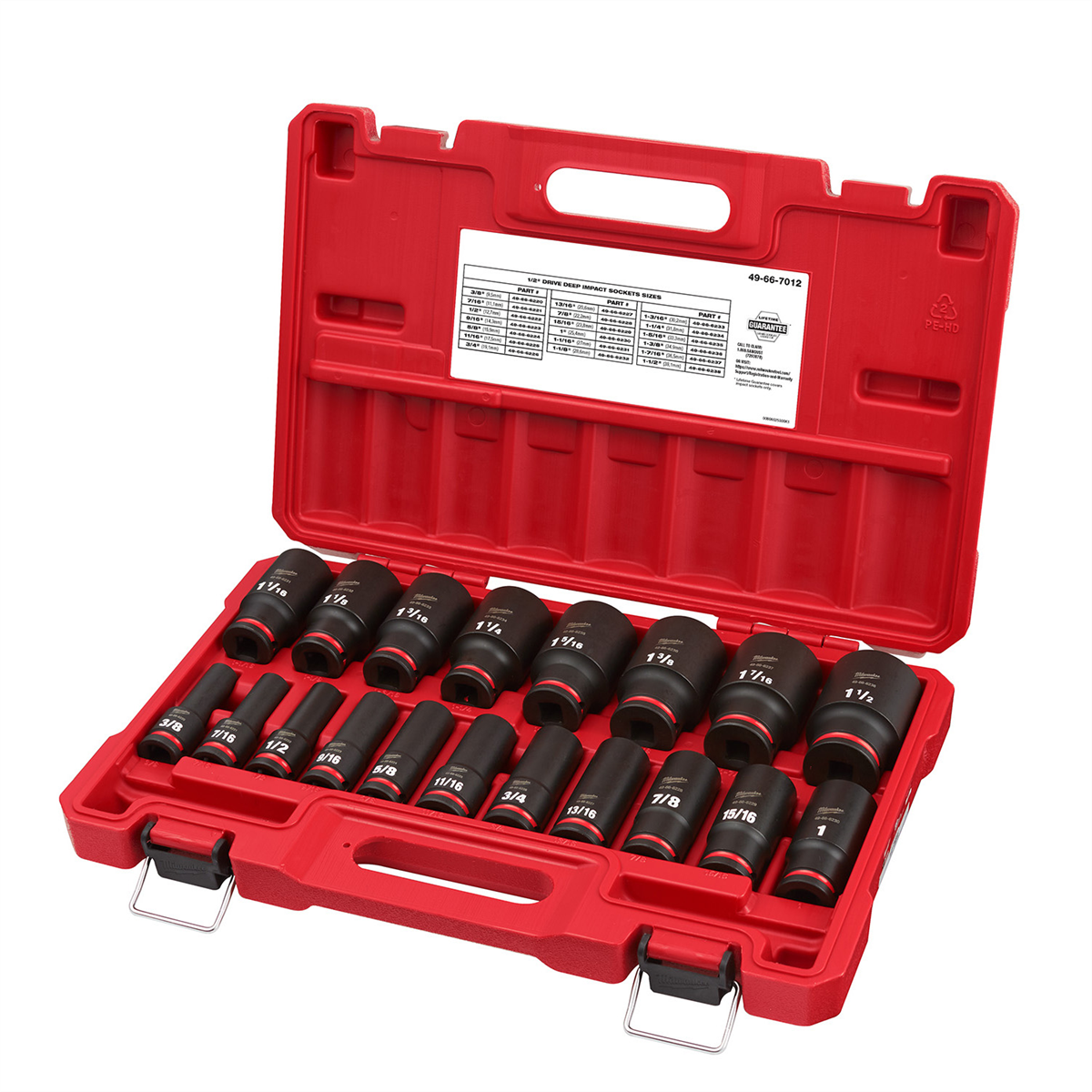 19PC Imp Duty 1/2"Dr SAE Dp 6-PT Socket Set