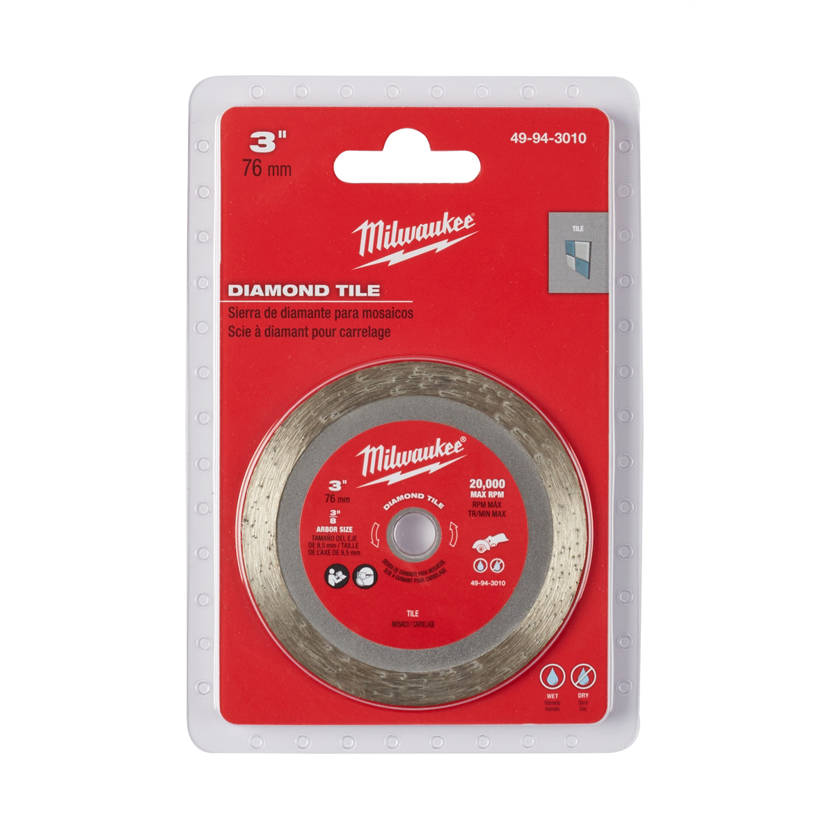 3 in. Diamond Tile Cut-off Blade MAX 20,000 RPM