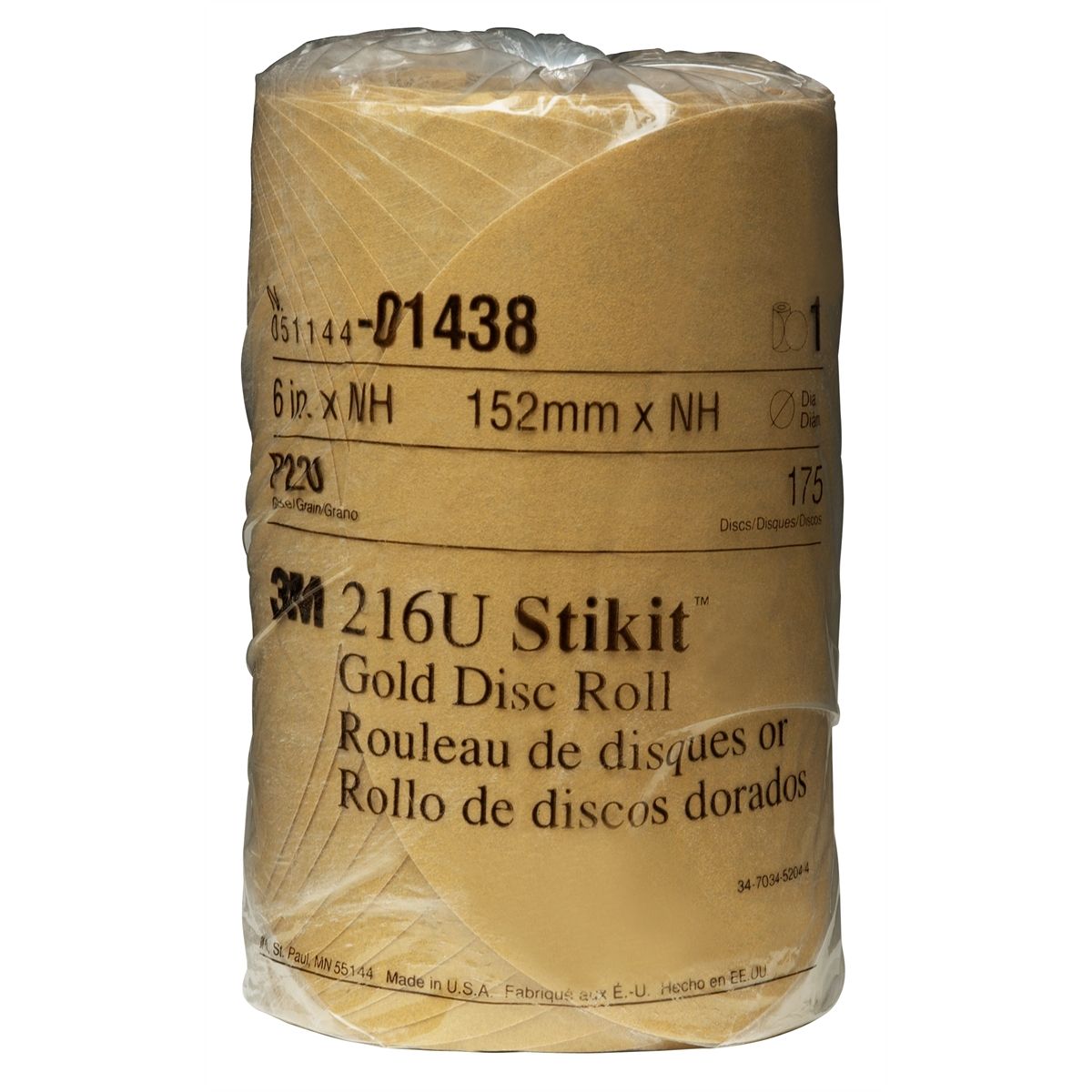 Stikit Gold Disc Roll, 6", P220 Grit