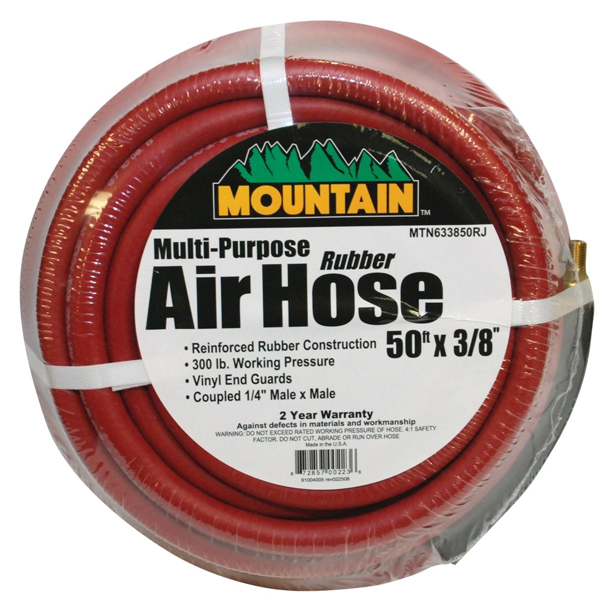 Rubber Air Hose - 2 Spiral - 50 Ft x 3/8 In ID