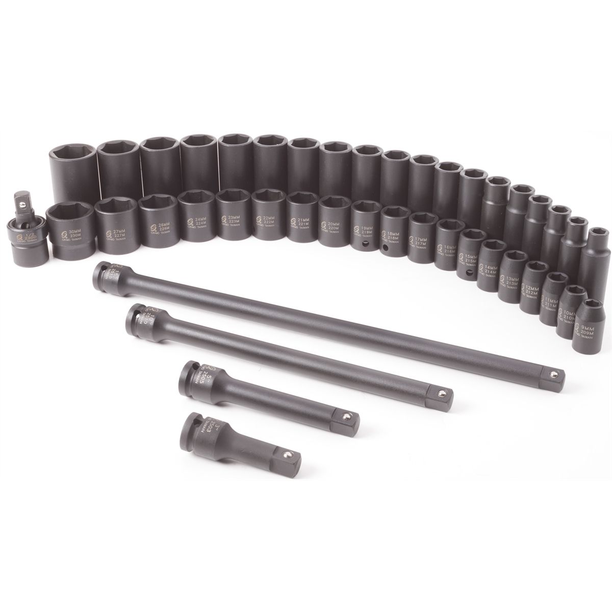 1/2\" dr. Metric Impact Socket Set, 43 pc.