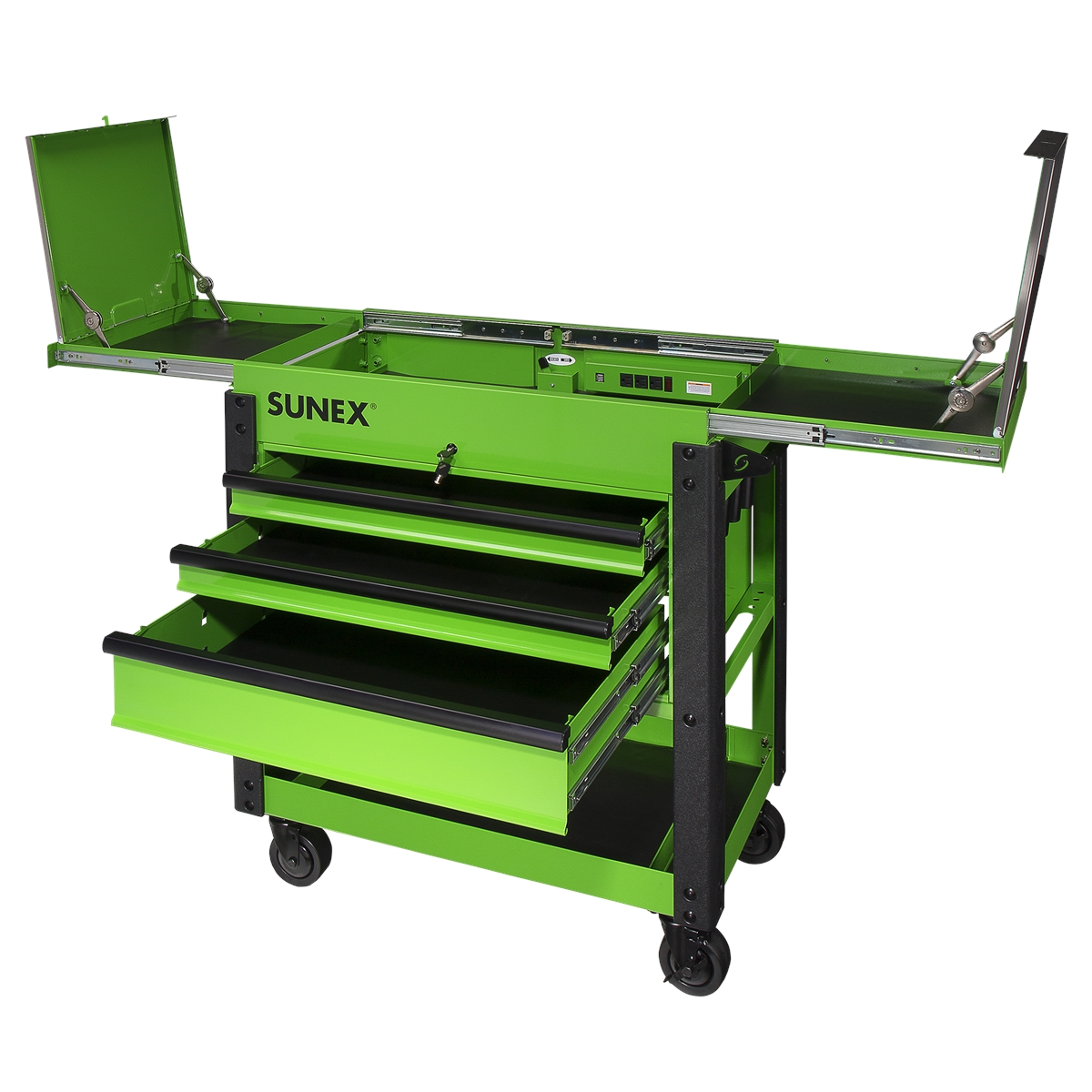 3 Drawer Slide Top Utility Cart w/ Power - Lime Gr