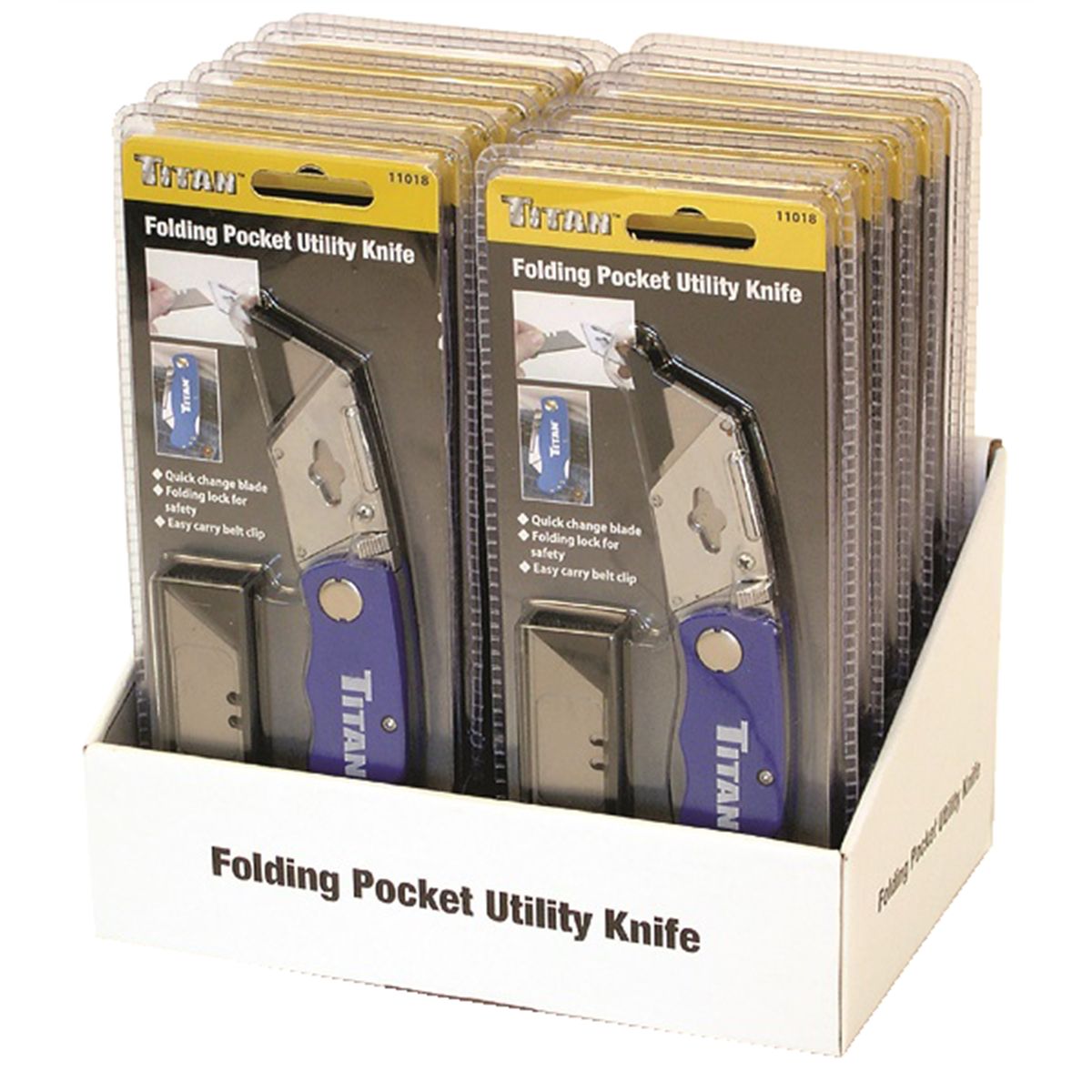 12 Pc Folding Pocket Utility Knife display, Blue...