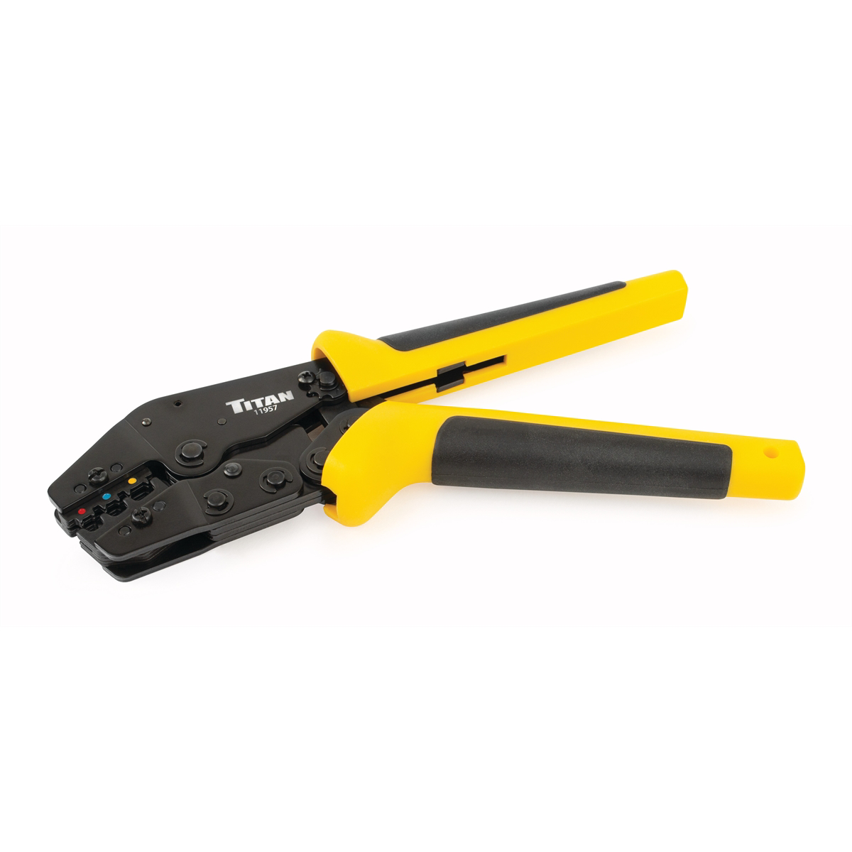 Offset Fixed Jaw Ratcheting Terminal Crimper