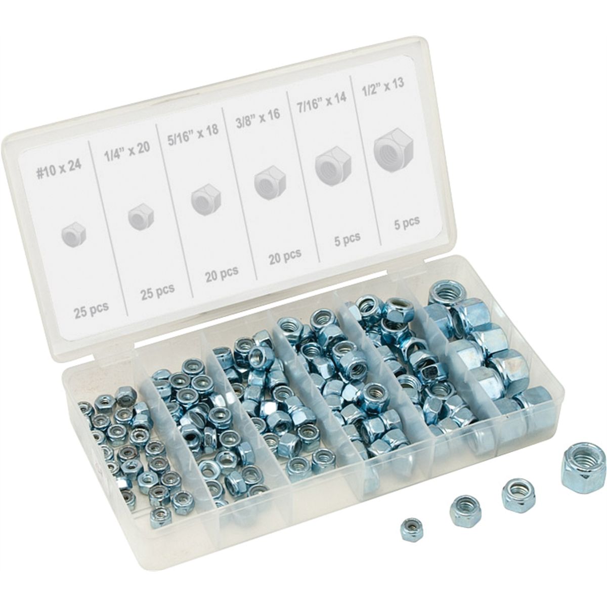 100PC USS NYLON LOCKNUT ASSORT