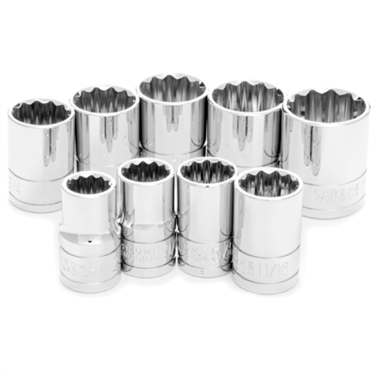 9 Pc 1/2'' Dr 12pt SAE Skt Set