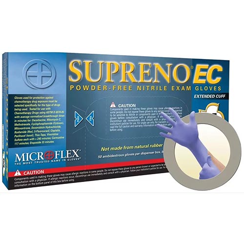 CASE SUPRENO EXT CUFF PF NITRILE GLOVES, LARGE