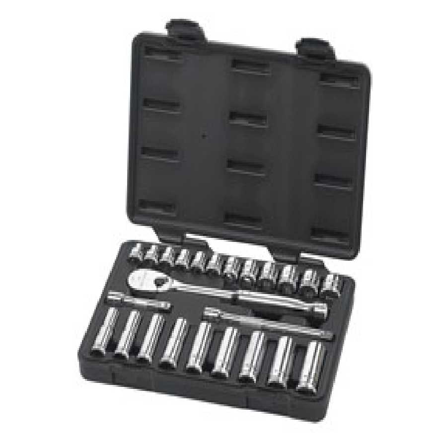 3/8 In Dr Metric 6 and 12 Point Socket Set - 24-Pc