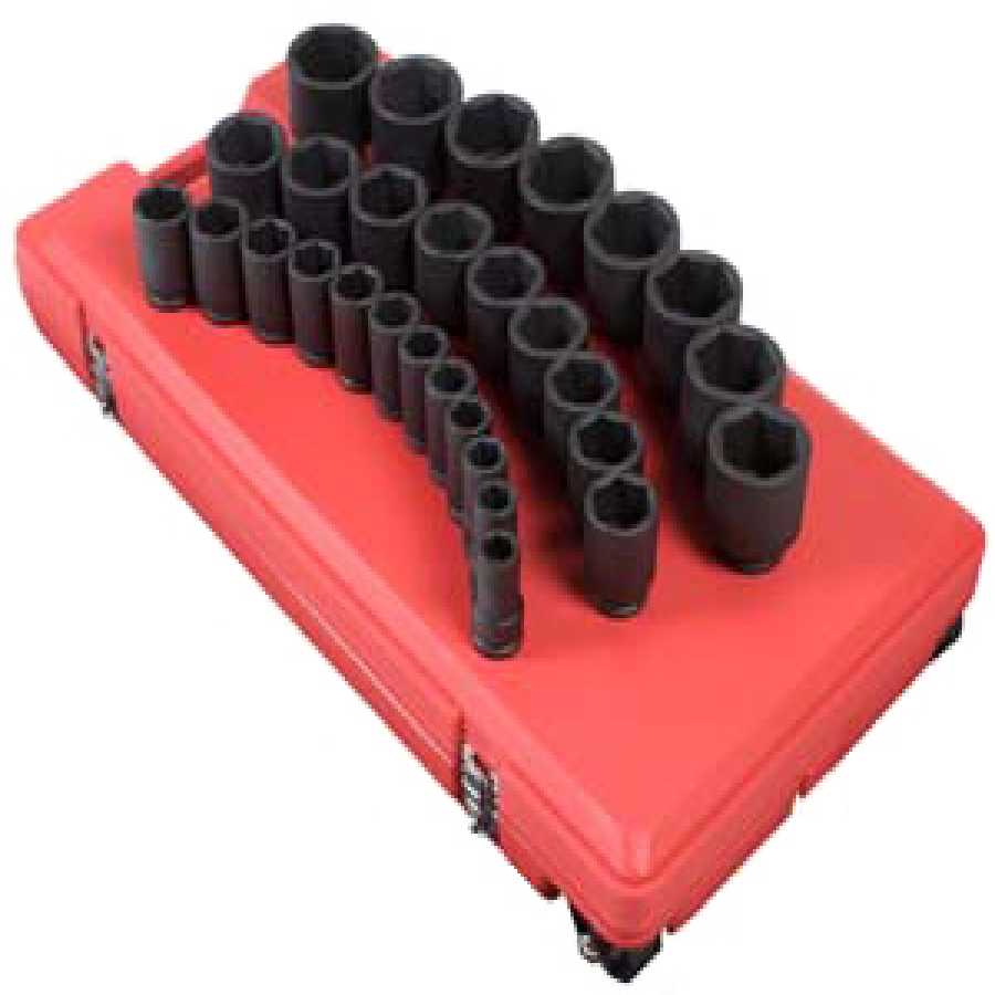 3/4 Inch Drive 6 Pt Fractional SAE Deep Impact Socket Set - 29-P