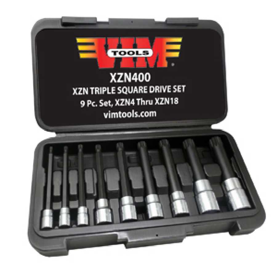 XZN Triple Square, Spline Drive Bit Set - 9-Pc