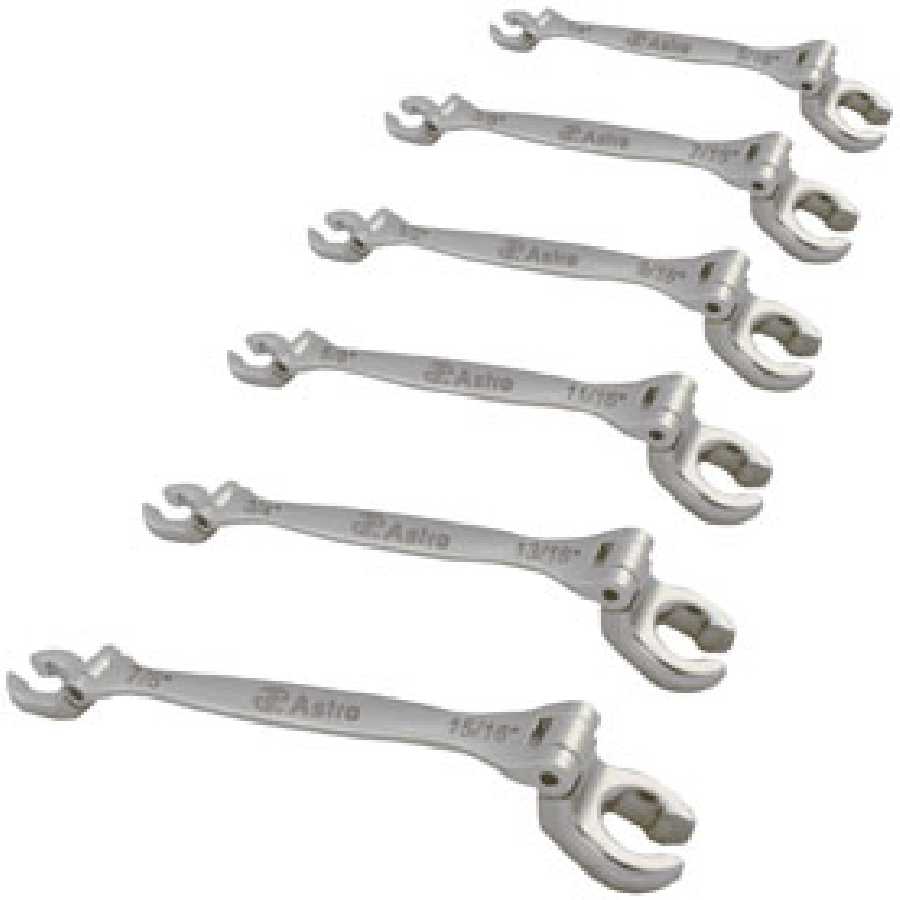 6 Pt and 12 Pt SAE Double Offset Flexible Flare Nut Wrench Set -