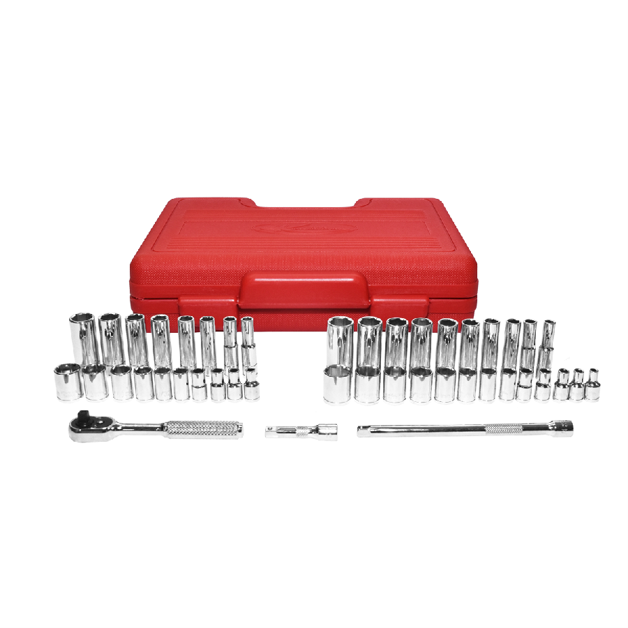 1/4 In Dr 6 Point SAE and Metric Standard and Deep Socket Set -