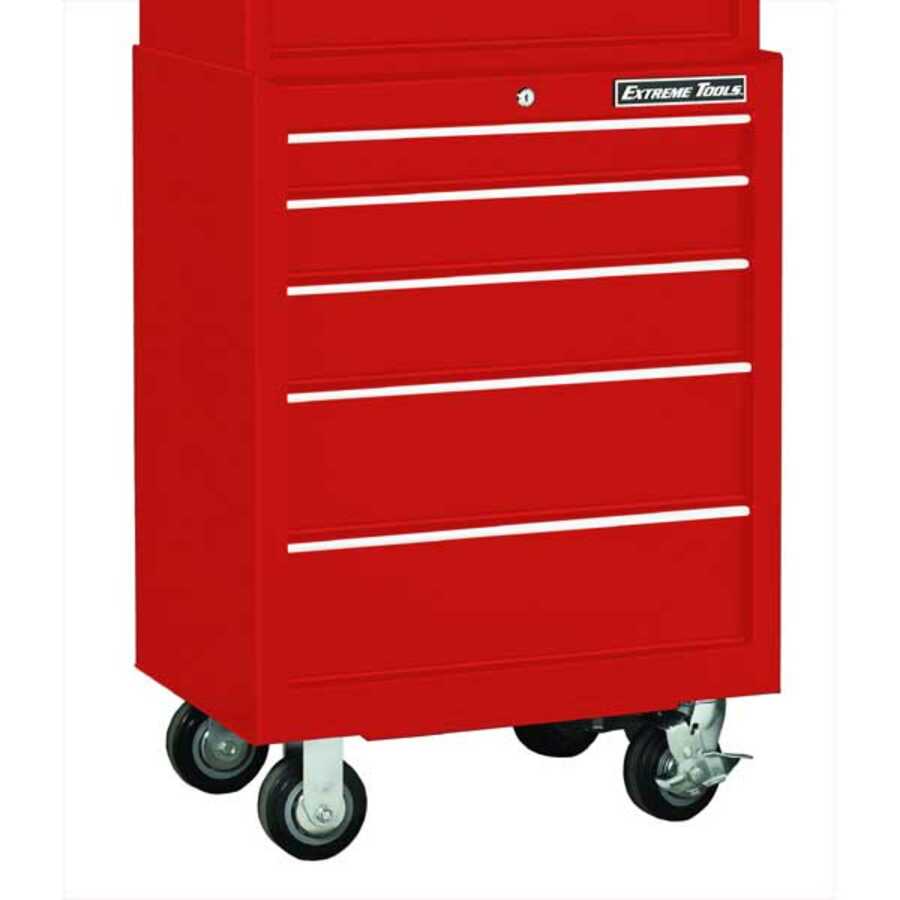 26 Inch 5 Drawer Professional Roller Cabinet - Red