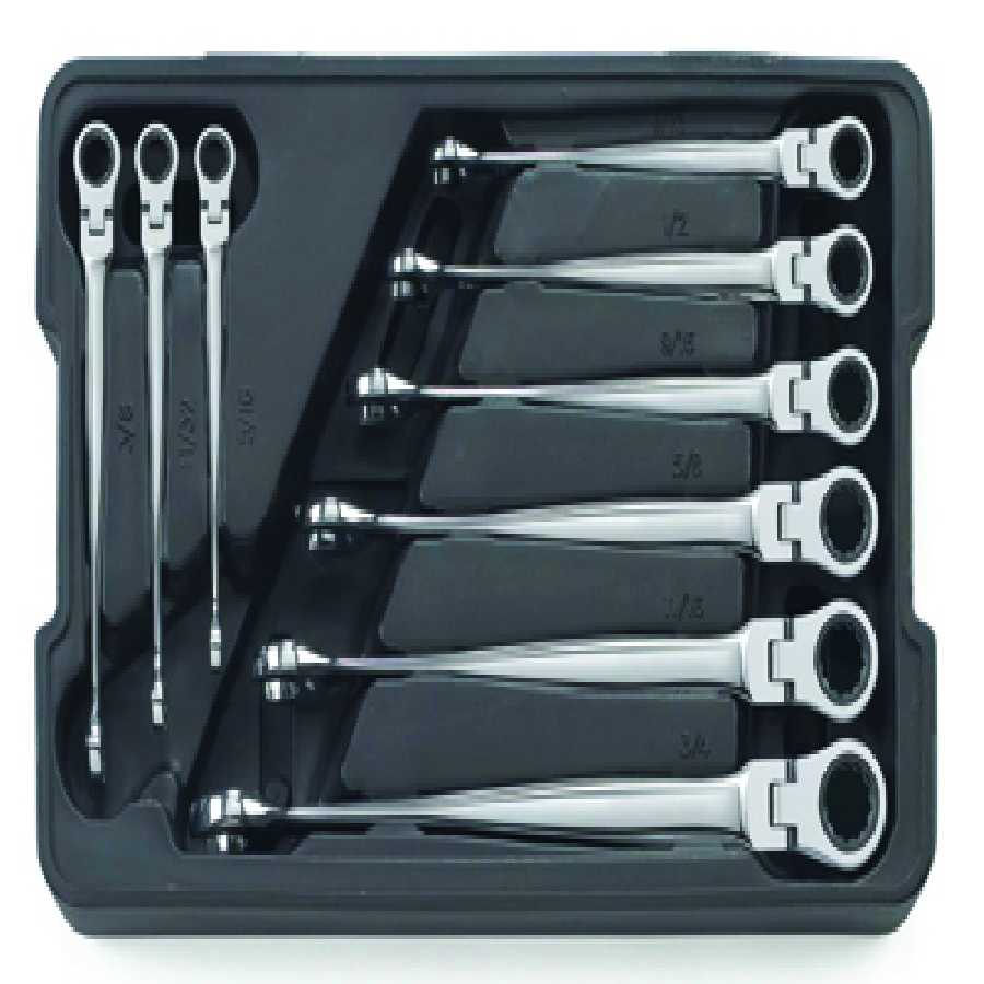 X-Beam SAE Flex Combination Ratcheting Wrench Set - 9-Pc