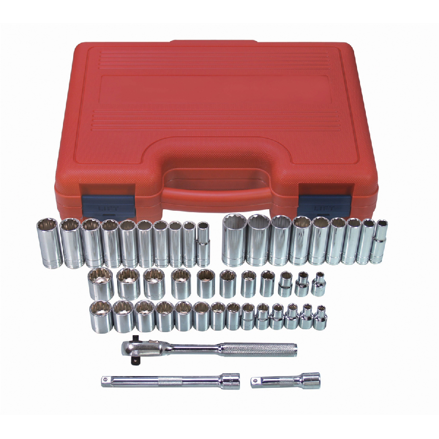 3/8 In Dr 12 Point SAE/Metric Socket Set - 47-Pc