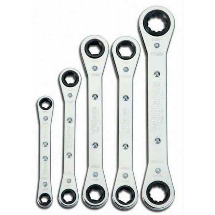5 pc SAE Double Head Ratcheting Box Wrench Set