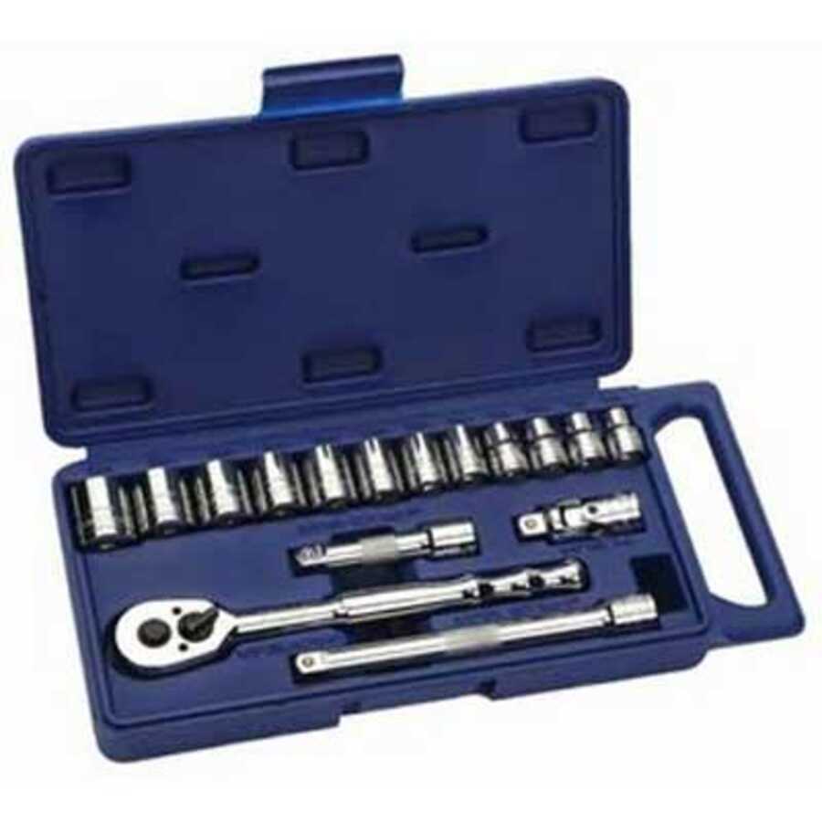 15 pc 3/8" Drive -Point Metric Shallow Socket and Drive Tool Set