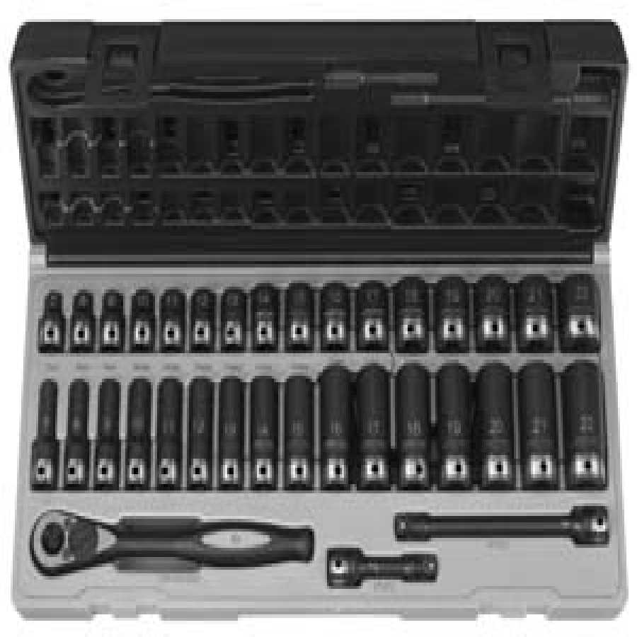 3/8 In Dr Std & Deep Length Metric Duo Socket Set - 35-Pc