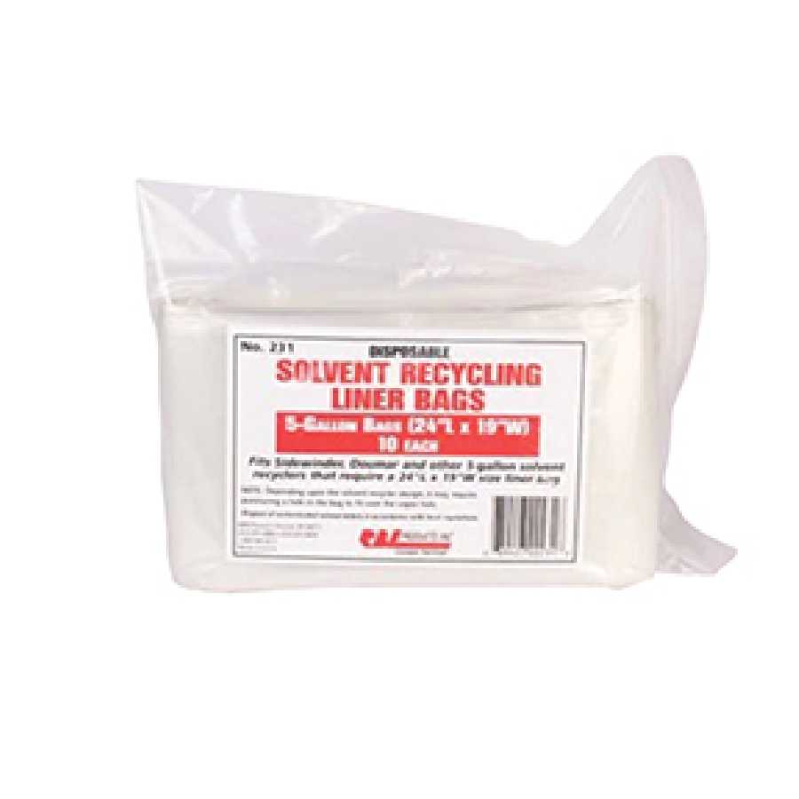 Solvent Recycling Liner Bags - 5 Gal 24 x 19 In 10/Box