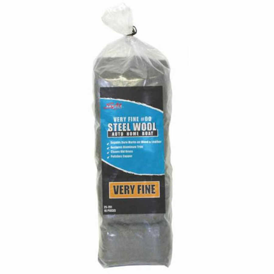 Steel Wool Grade 00 Very Fine - 16 Pads/Bag