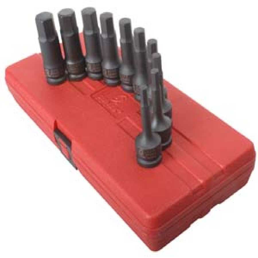 1/2 In Dr SAE Impact Hex Driver Set - 10-Pc