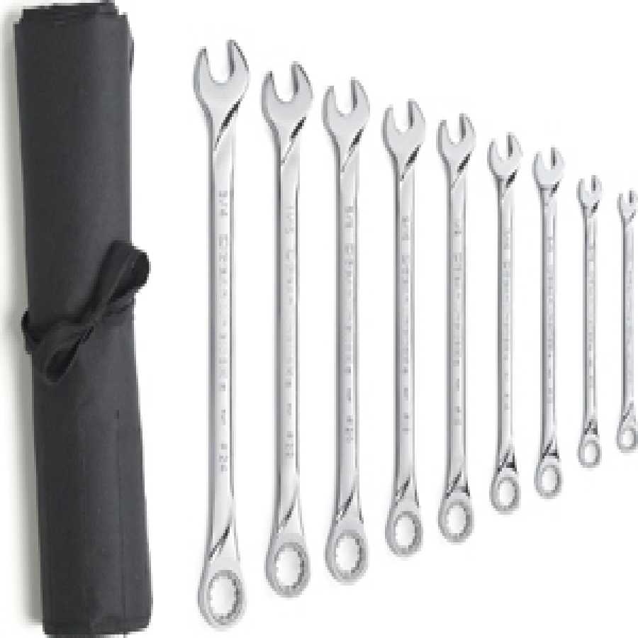 XL Spline Combination Ratcheting Wrench Set SAE - 9-Pc