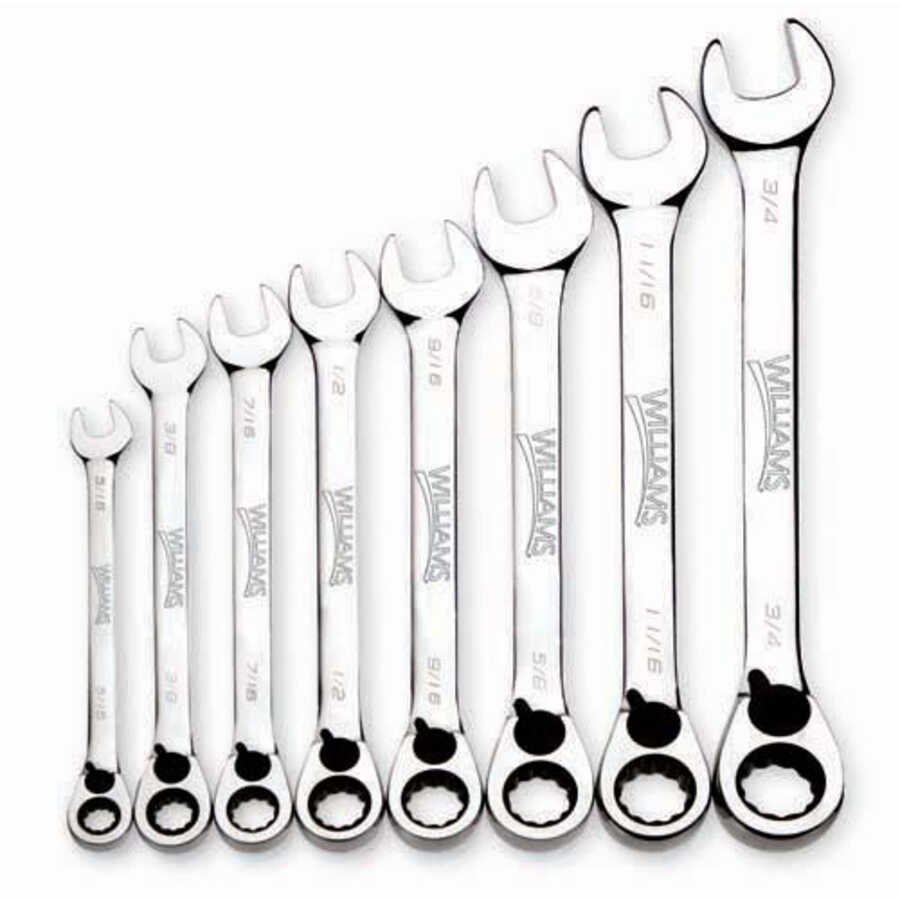 8 pc SAE Reversible Ratcheting Combination Wrench Set