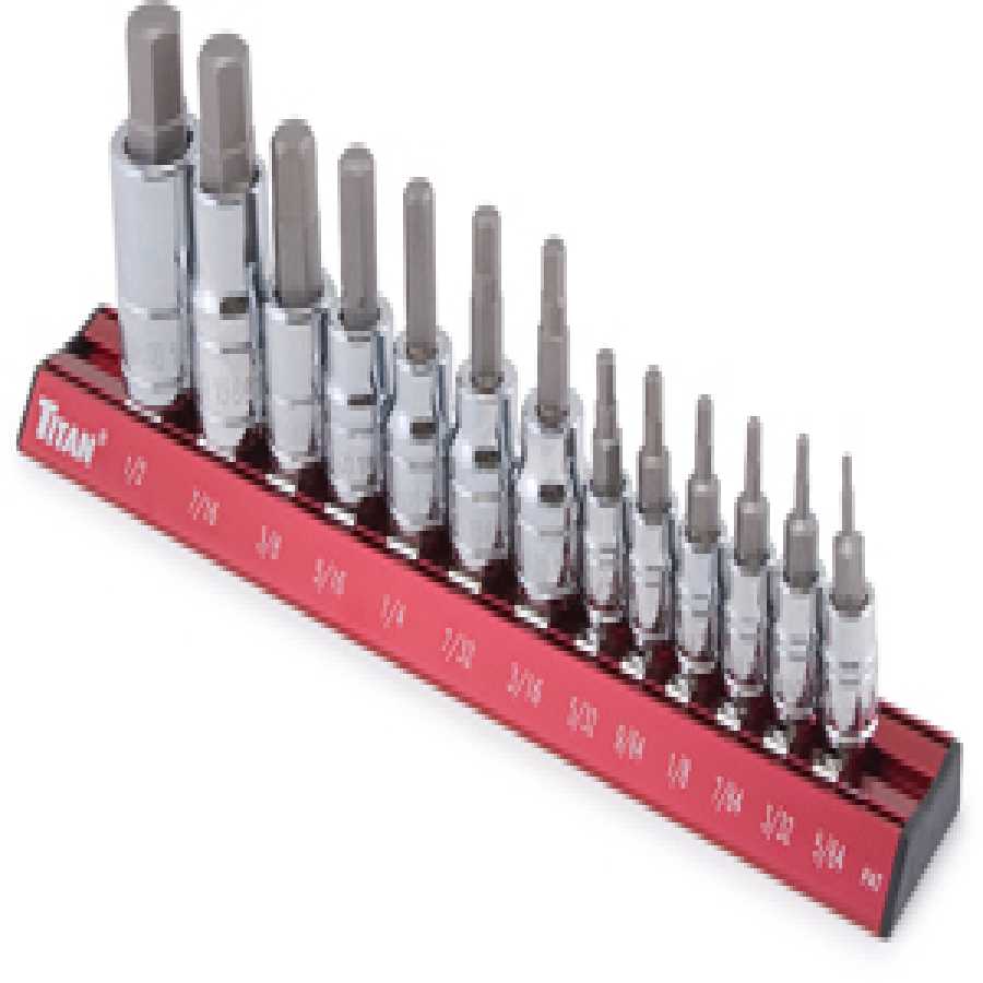 1/4, 3/8, 1/2 In Dr SAE Hex Bit Socket Set - 13-Pc