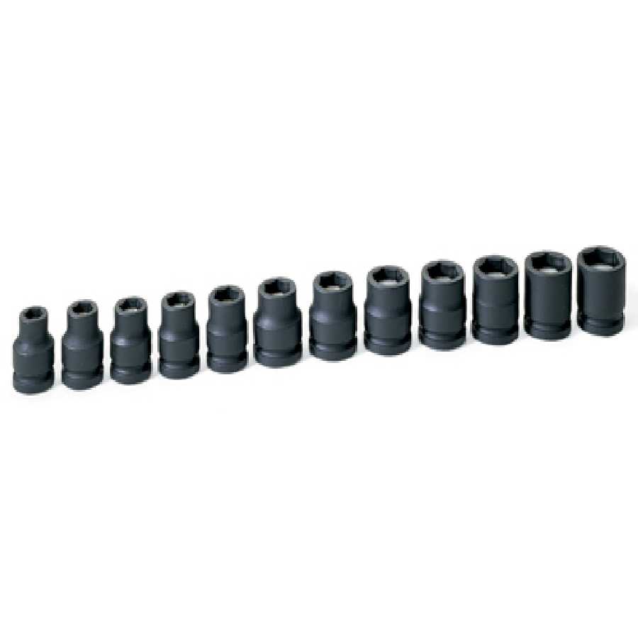 1/2 In Dr Std Metric Magnetic Impact Socket Set - 12-Pc