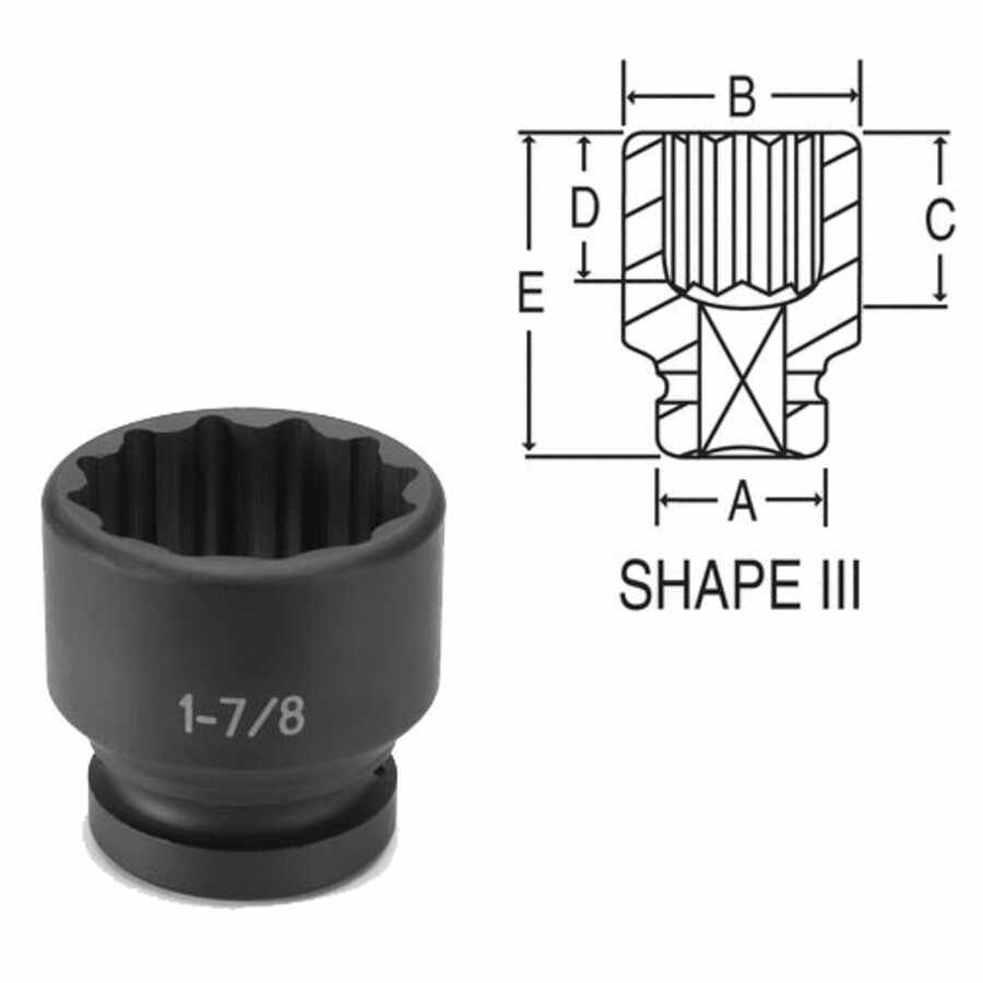 1 In Drive 12 Pt Std Impact Socket - 2-1/2 In