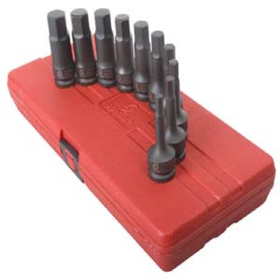 10 Piece 1/2\" Drive Metric Impact Hex Driver Set