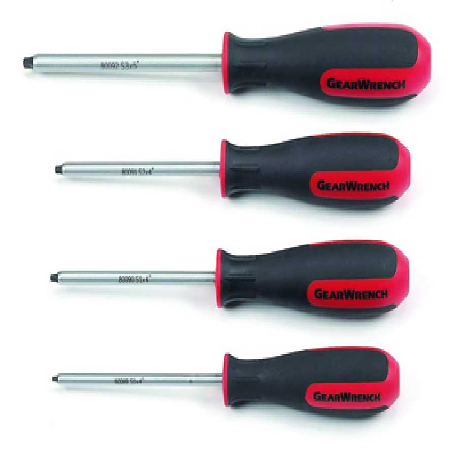 4 Pc. Square Dual Material ScrewDriver Set