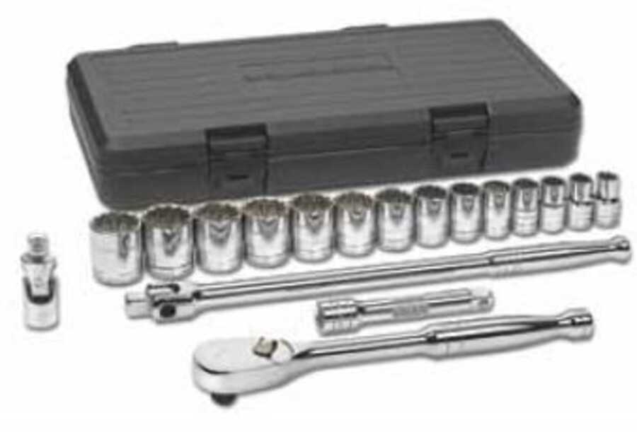 17 Pc. SAE 12 Pt. Standard Socket Set 1/2" DRIVE