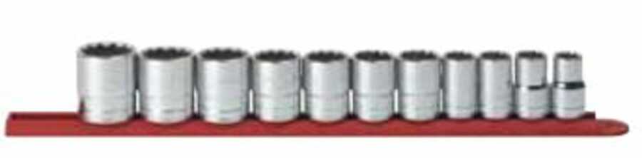 11 Pc. SAE 6 Pt. Standard Socket Set 1/2" DRIVE