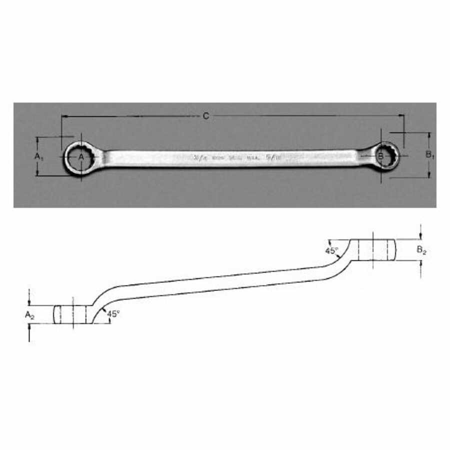 Double Offset Long Pattern Chrome Box Wrench - 1-5/16" x 1-1/2"W