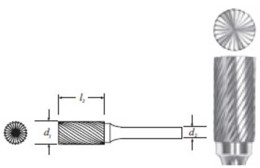 Carbide Cylinder Shape Bur w/ End Cut (SB-1) Single Cut 1/4"