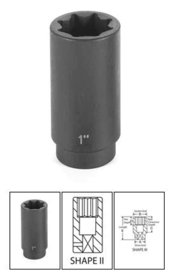 1/2" Drive x 1/2" Deep - 8 Point Impact Socket